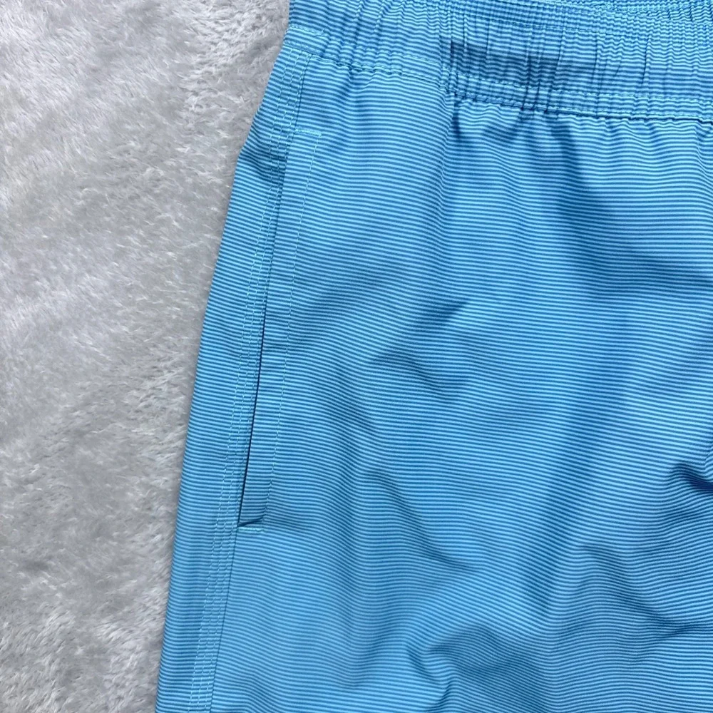 Vineyard Vines Swim Trunks Mens M Blue Micro Stripe Elastic Waist Board Shorts